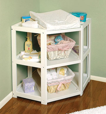 Badger Basket - White Diaper Corner Baby Changing Table