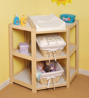 Badger Basket - Natural Diaper Corner Baby Changing Table