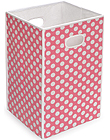 Folding Hamper/Storage Bin - Pink with White Polka Dots