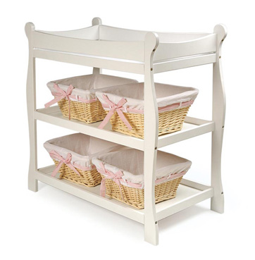 Badger Basket - White Sleigh Style Changing Table